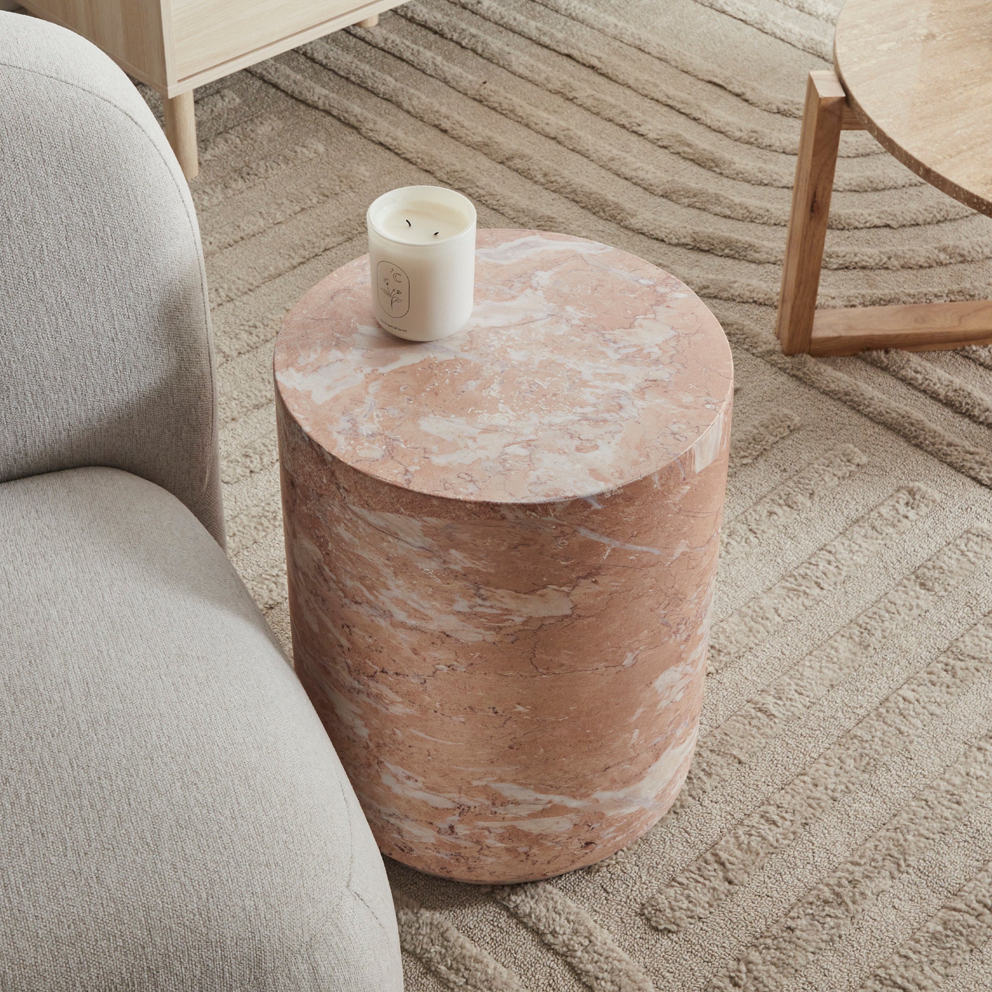 Astrid Rose Tea Marble Look Side Table