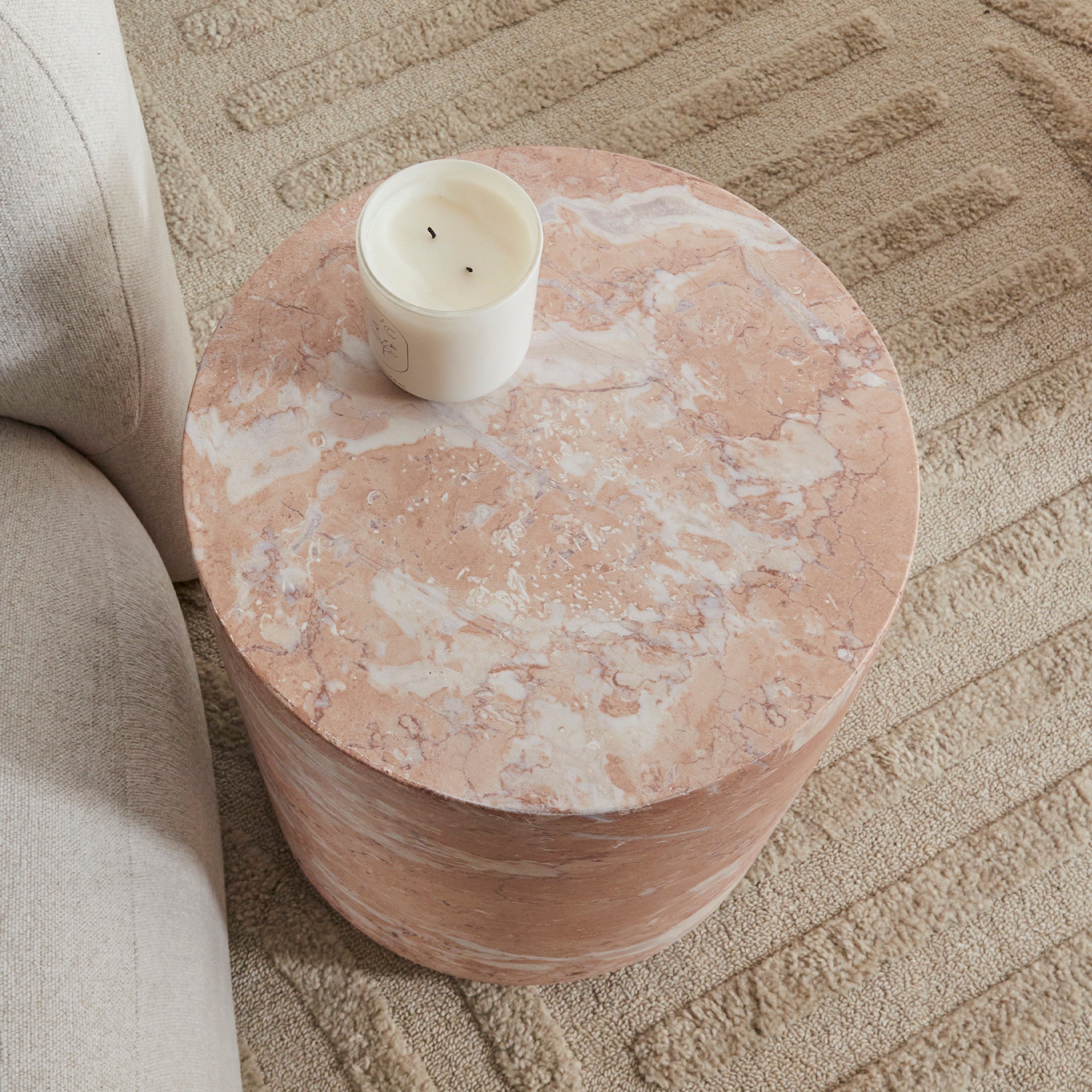 Astrid Rose Tea Marble Look Side Table