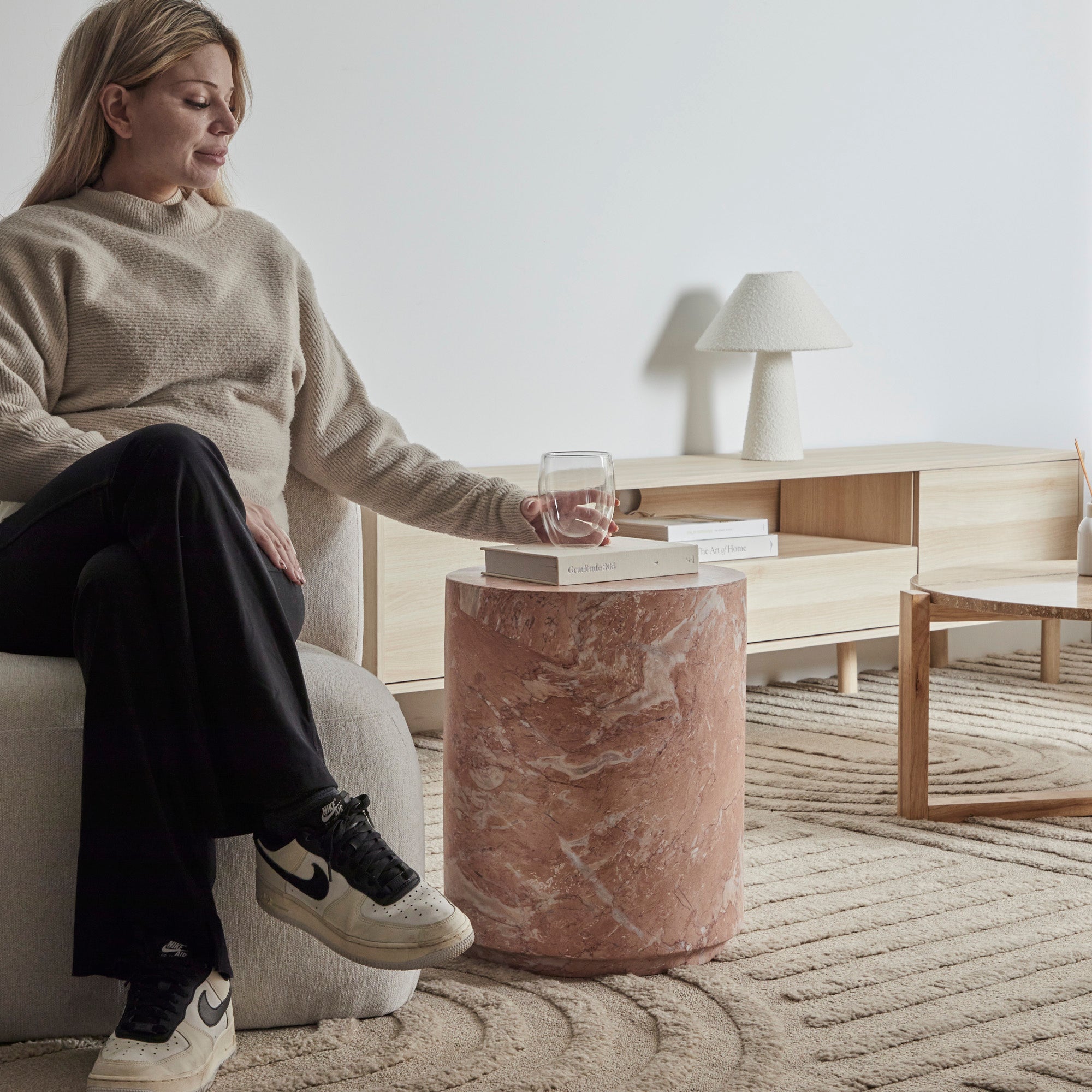 Astrid Rose Tea Marble Look Side Table
