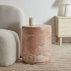 Astrid Rose Tea Marble Look Side Table