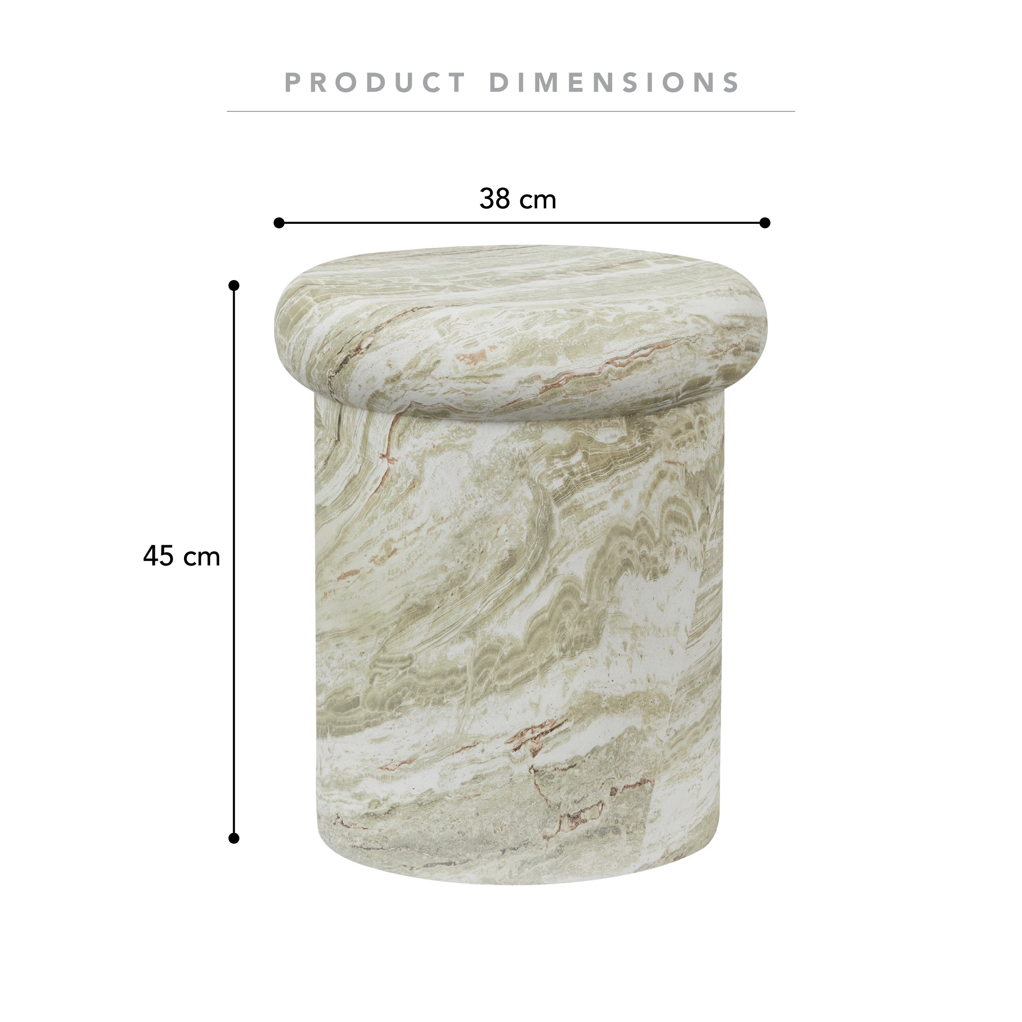 Luna MgO Stool Green Marble Look