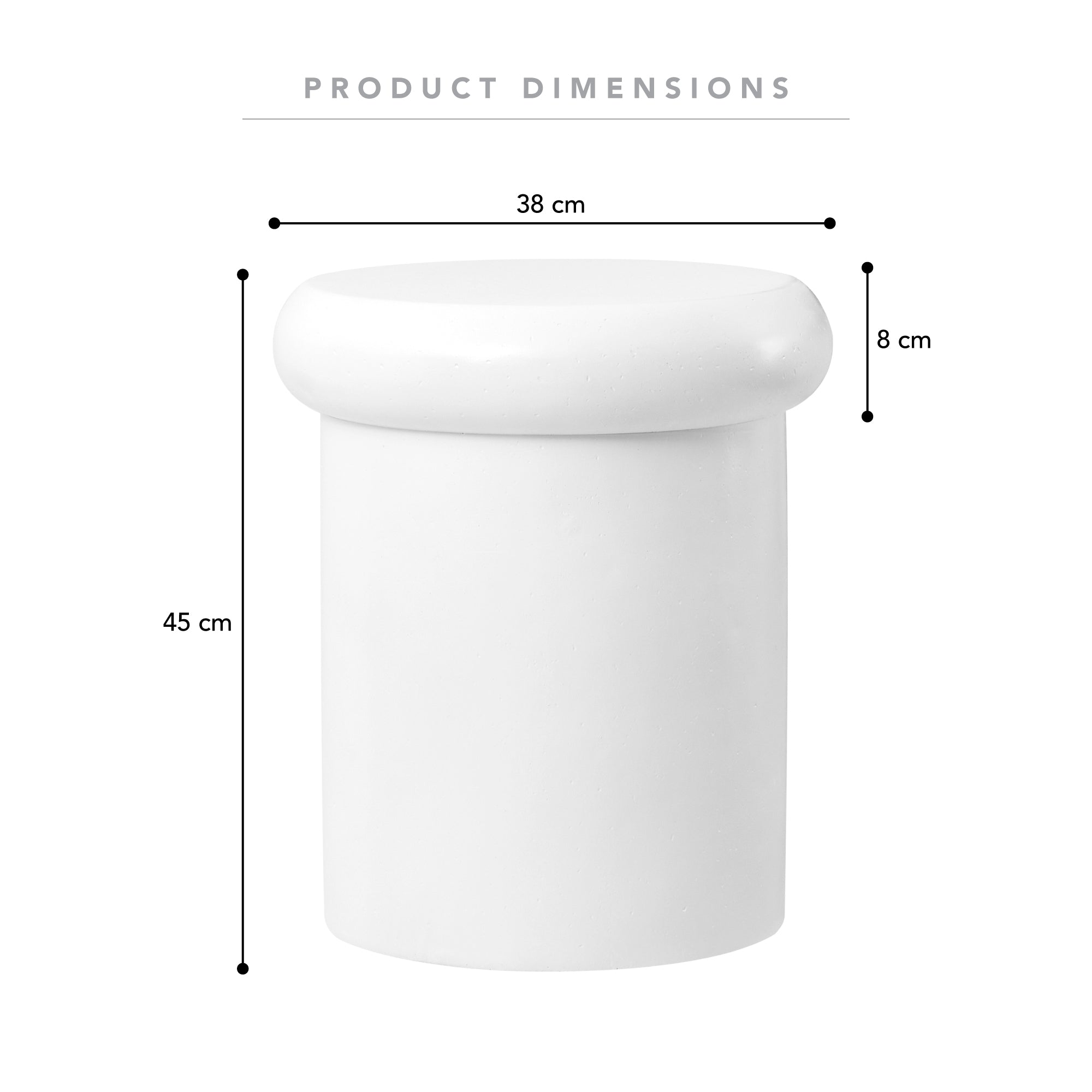 Luna 38cm MgO White Stool