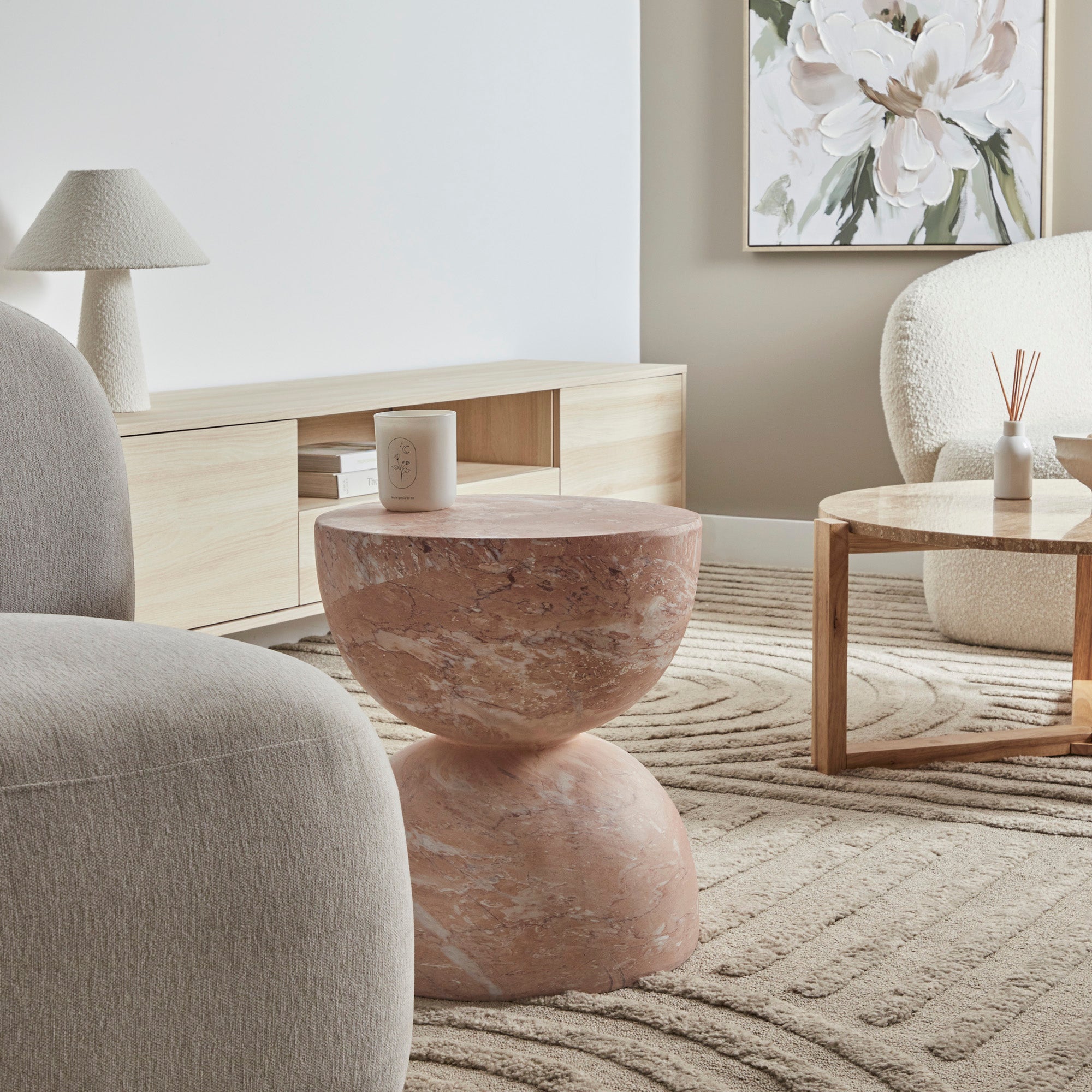 Stella MgO Side Table Tea Rose Marble Look