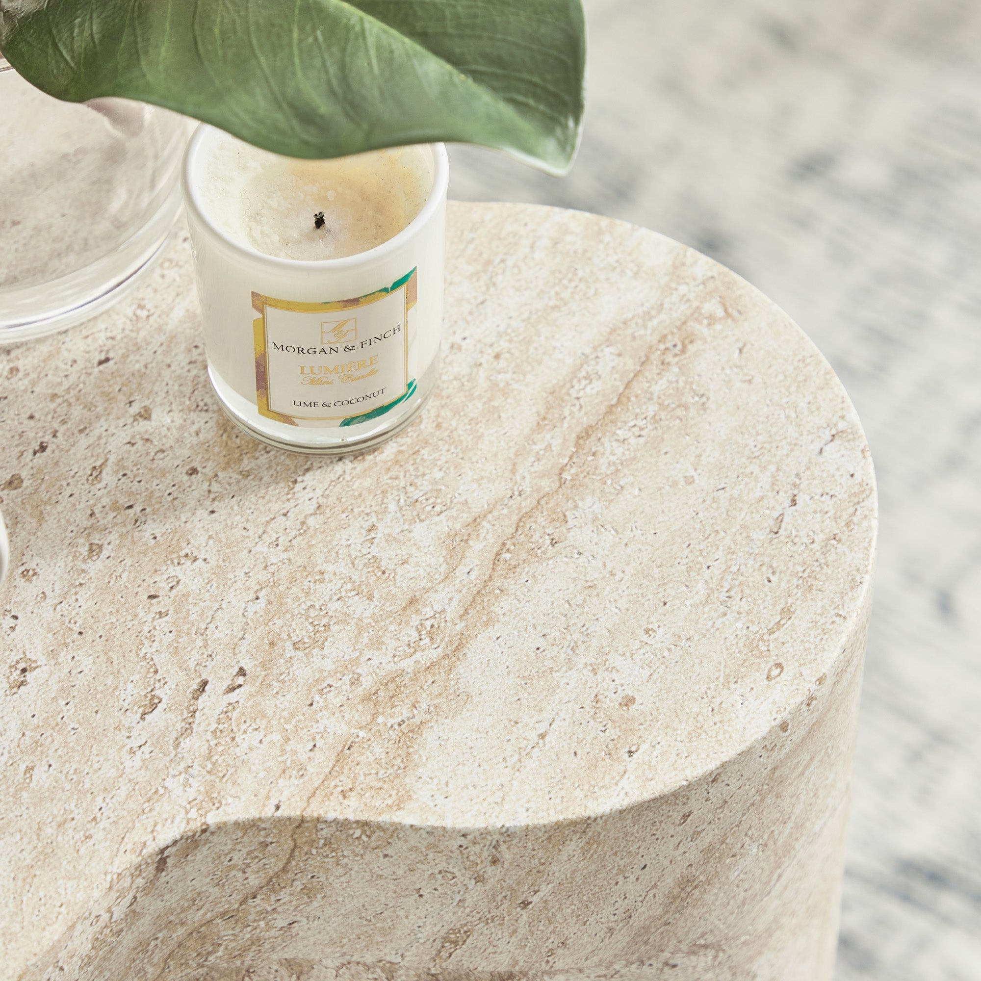 Poppy Side Table Travertine Look