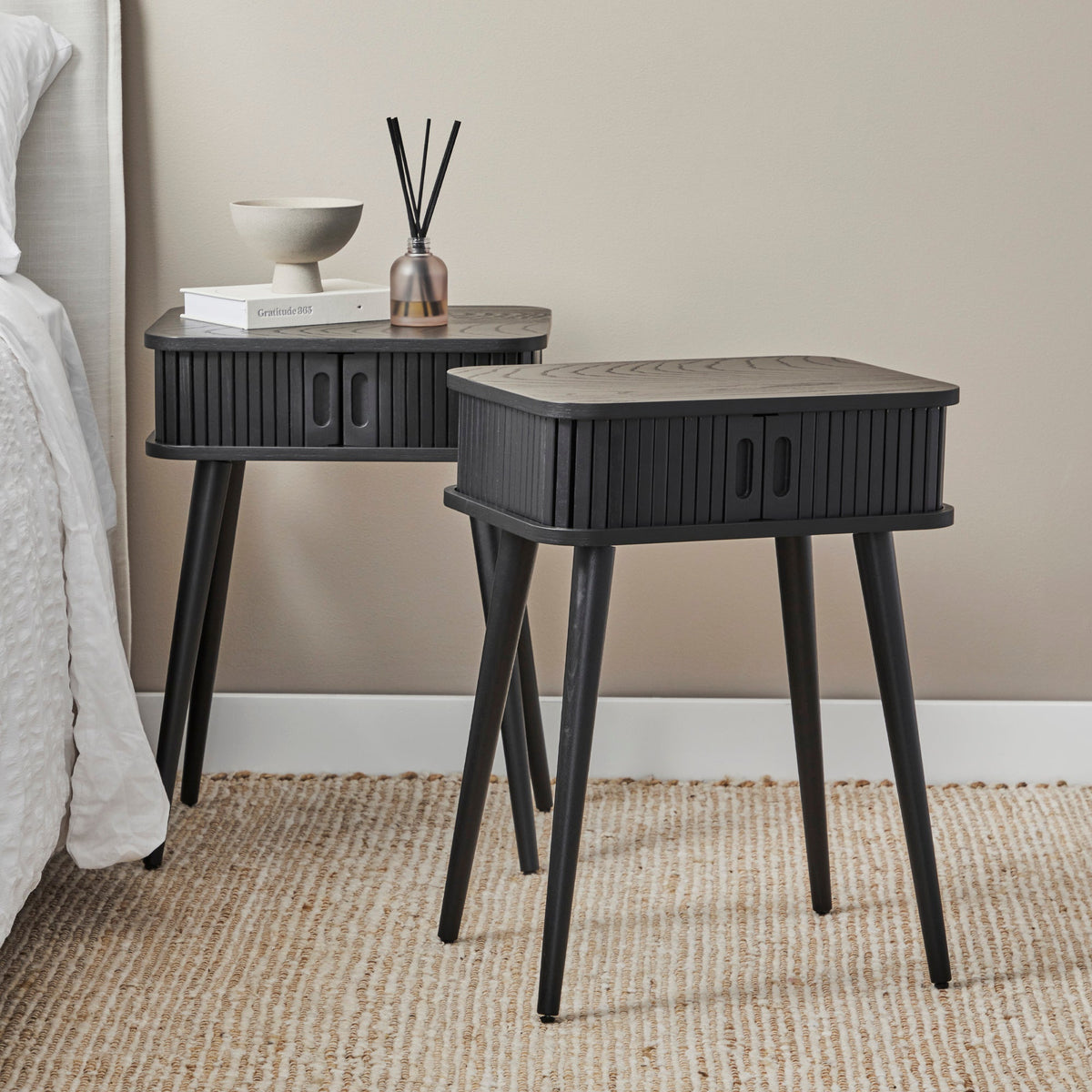 Curve Bedside Table Black (Set of 2)