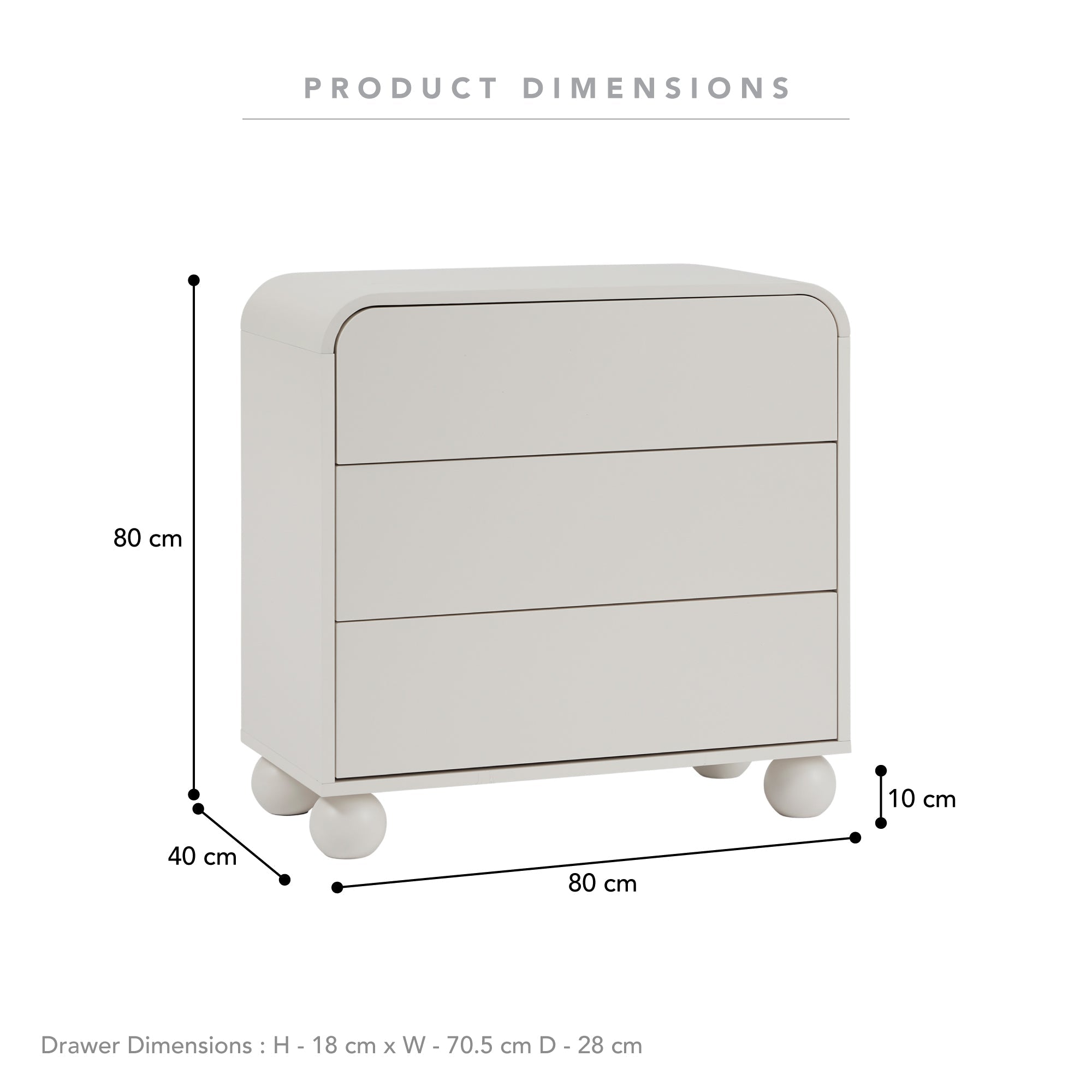 Baxter Chest of 3 Drawers Cream