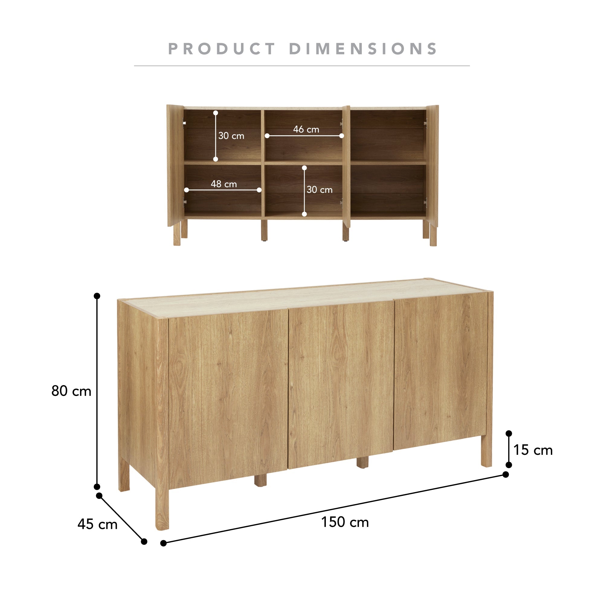 Clarke 3 Door Buffet Oak (150cm)
