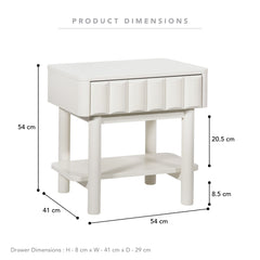 Cosette Bedside Table Off-White (Set of 2)