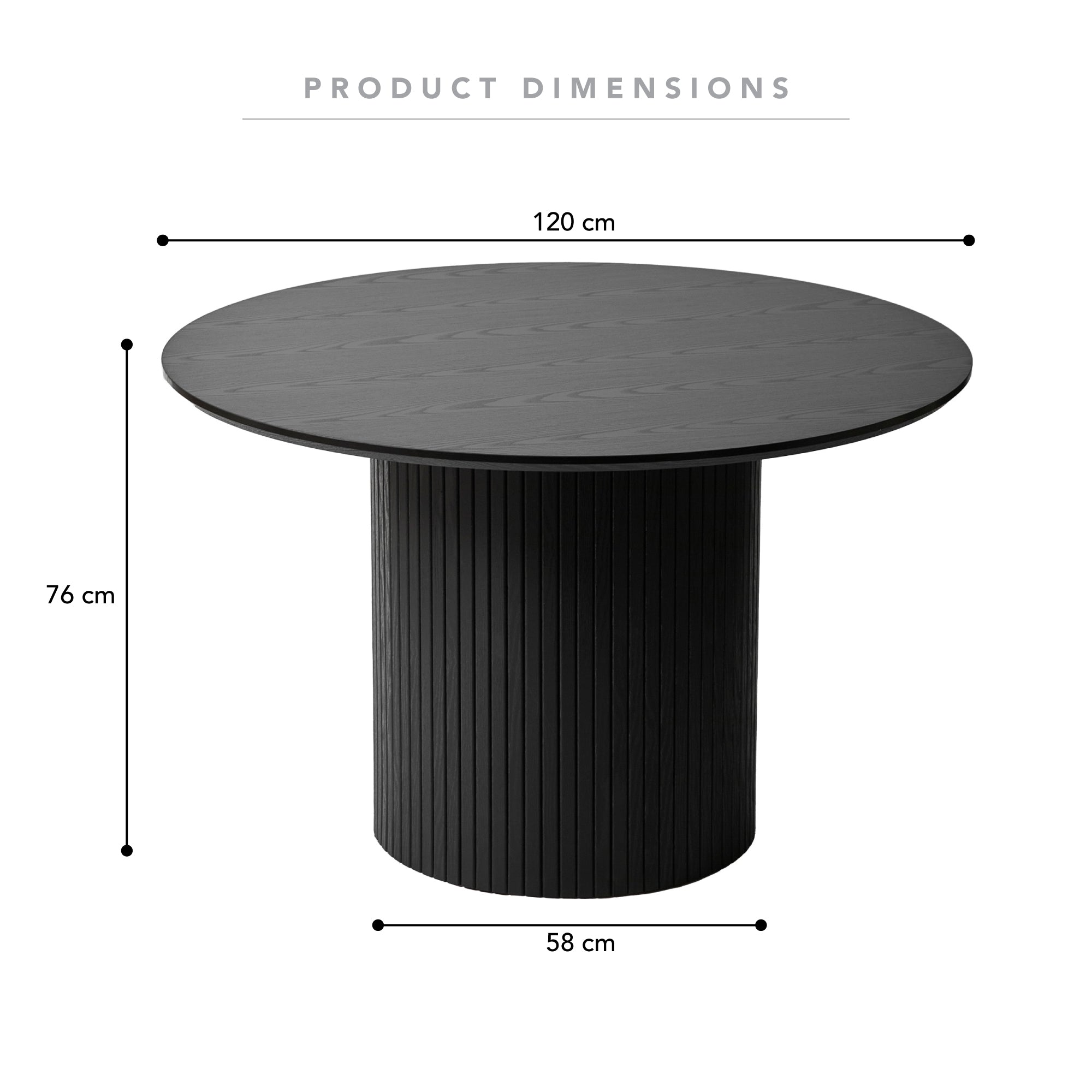 Cove Dining Table Black (120cm)