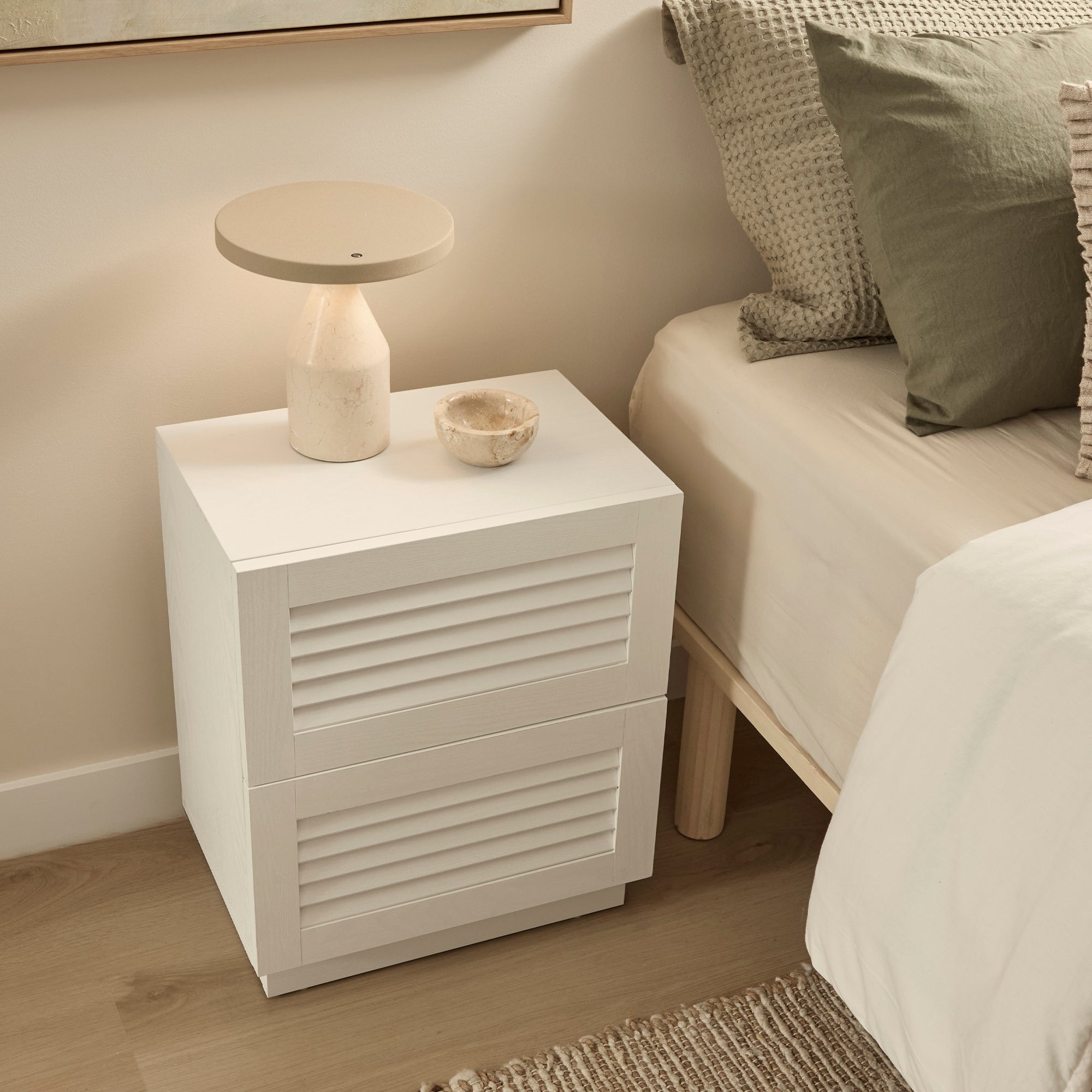Neive Bedside Table White (Set of 2)