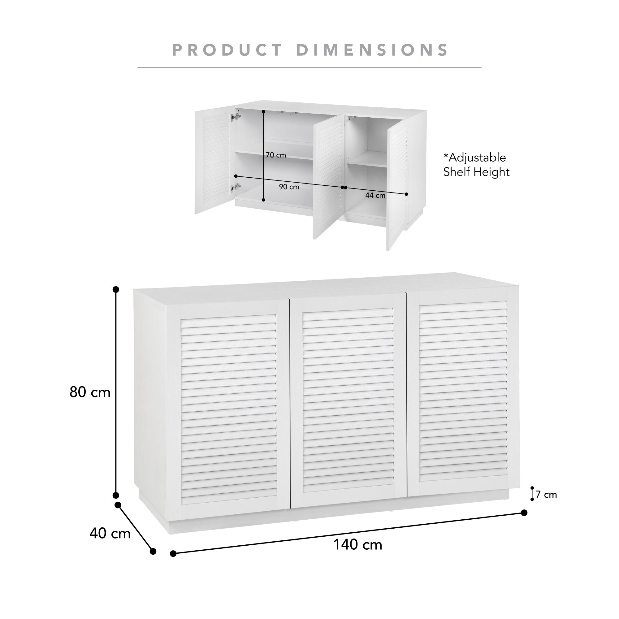 Neive Buffet White (140cm)