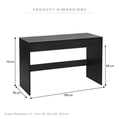 Oxford Console Table Black (120cm)