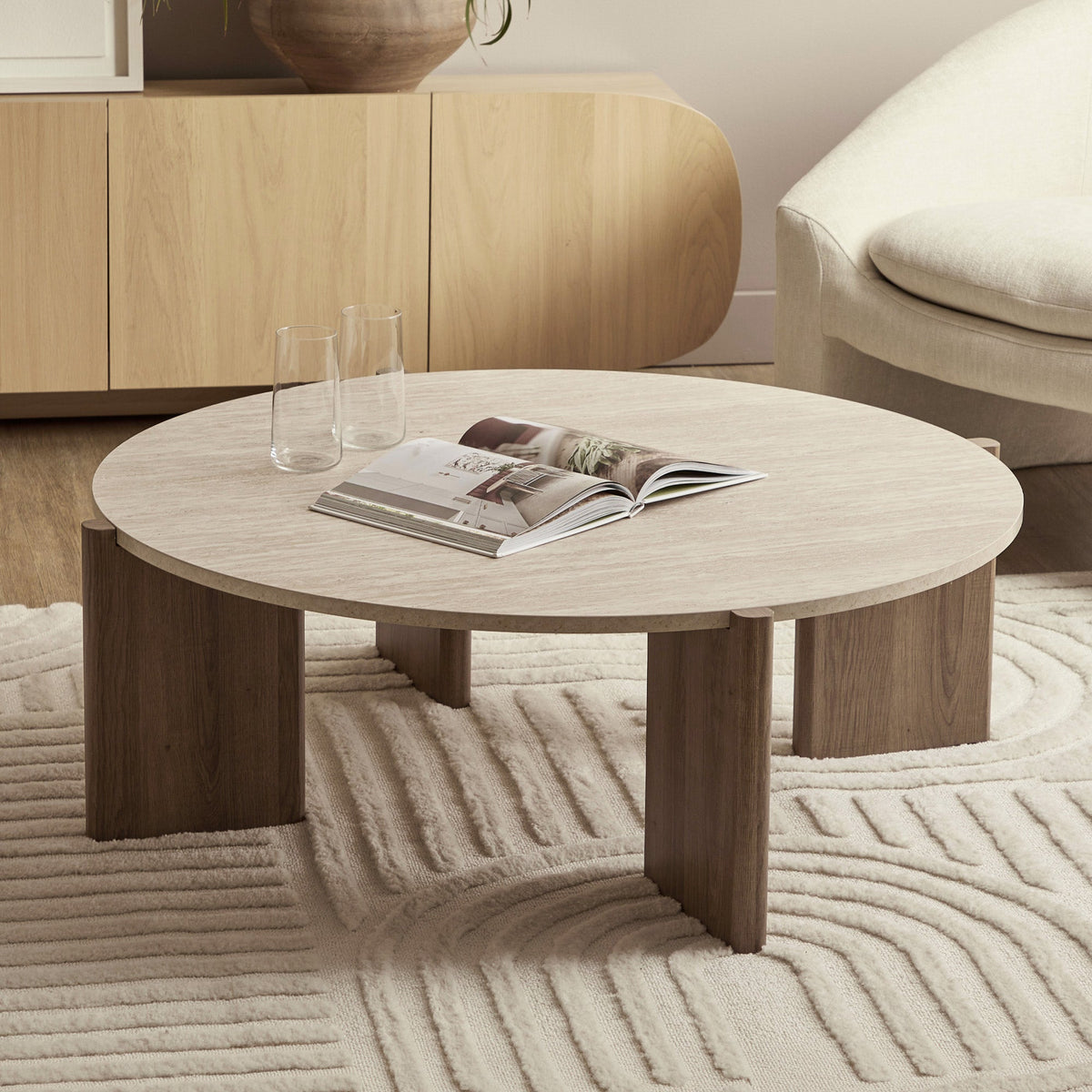 Punto Coffee Table Travertine Look