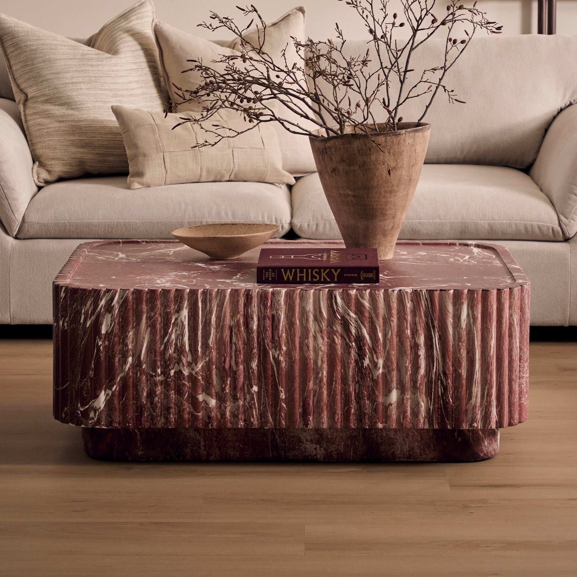 Silvi Marble Look Coffee Table Red