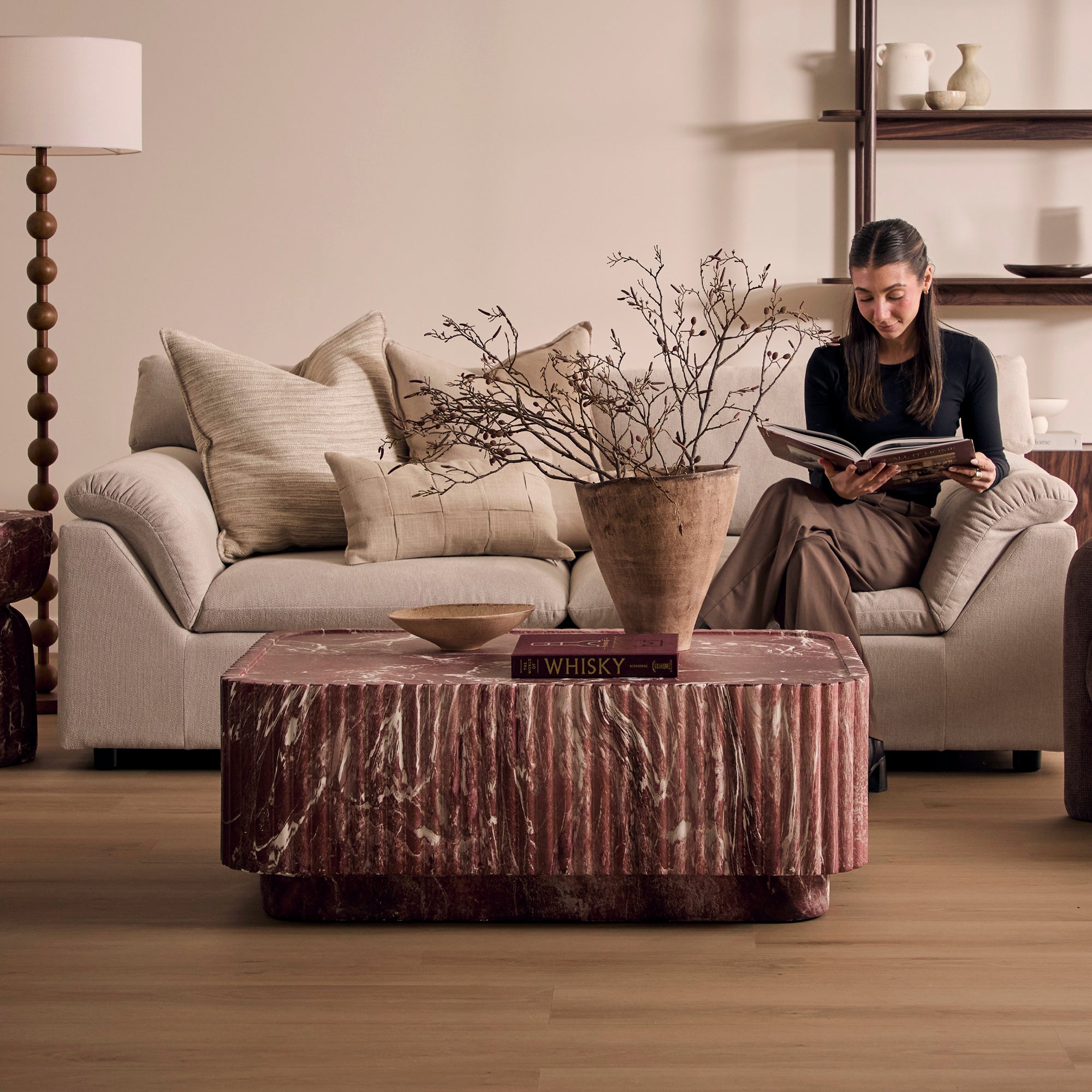 Silvi Marble Look Coffee Table Red