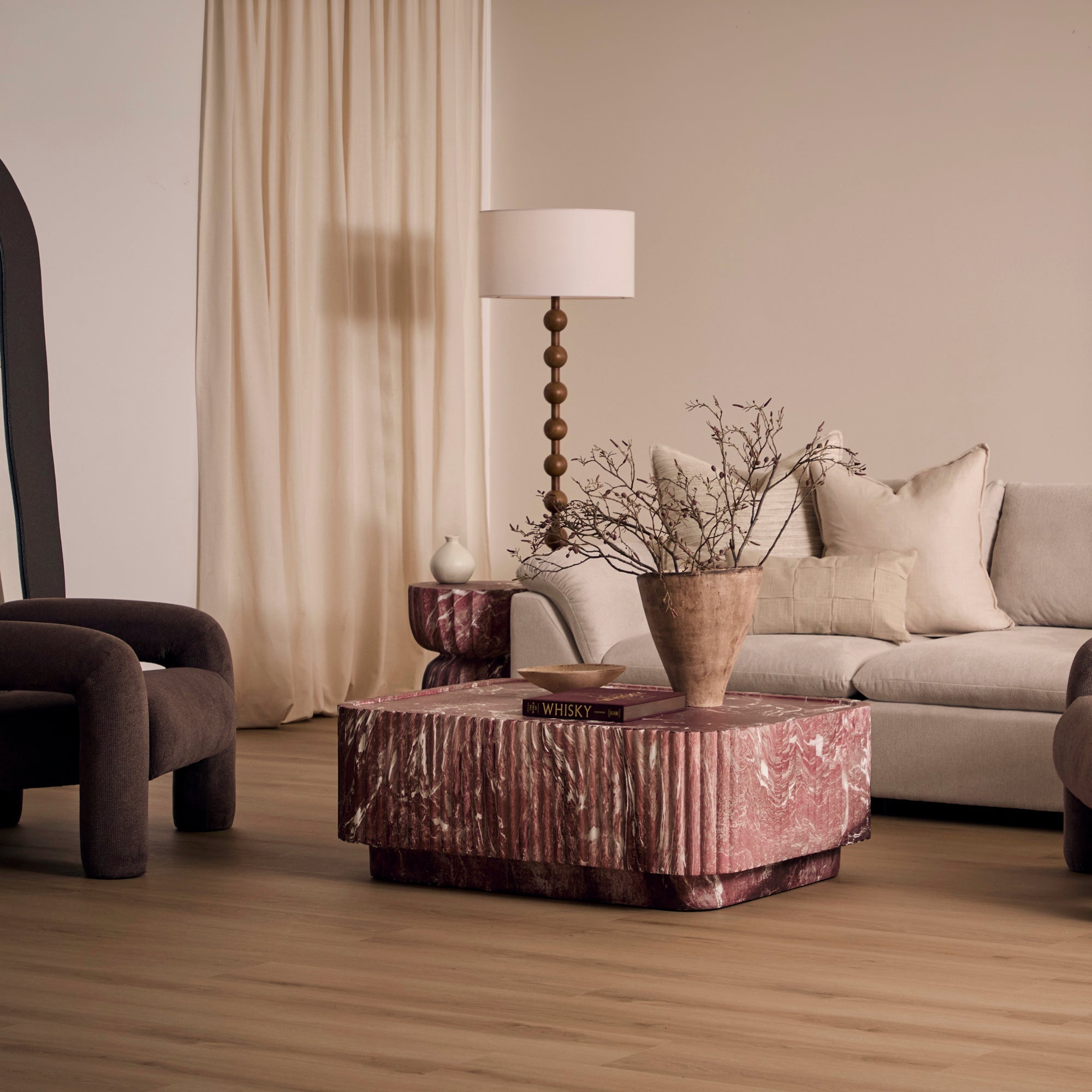 Silvi Marble Look Coffee Table Red