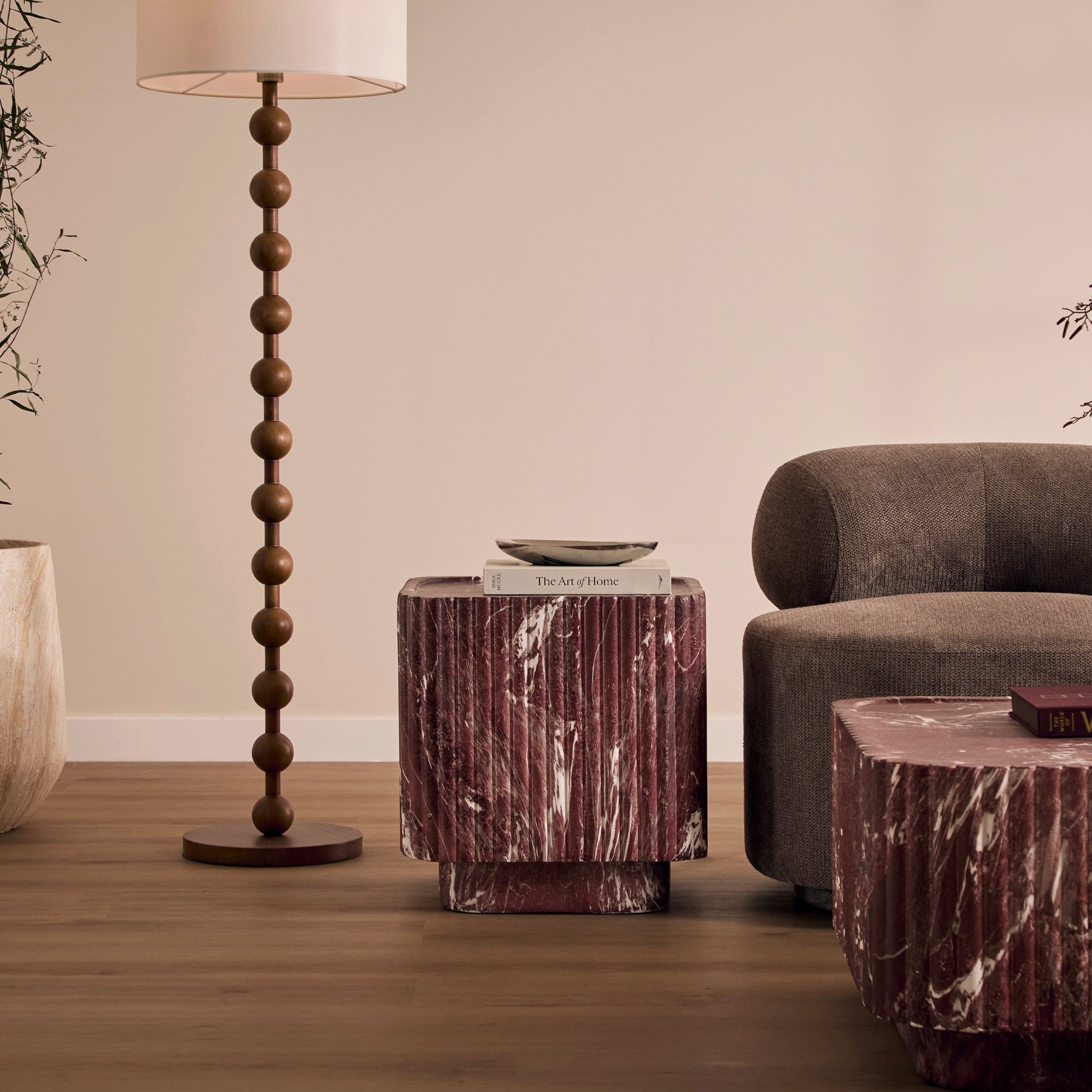 Silvi Marble Look Side Table Red