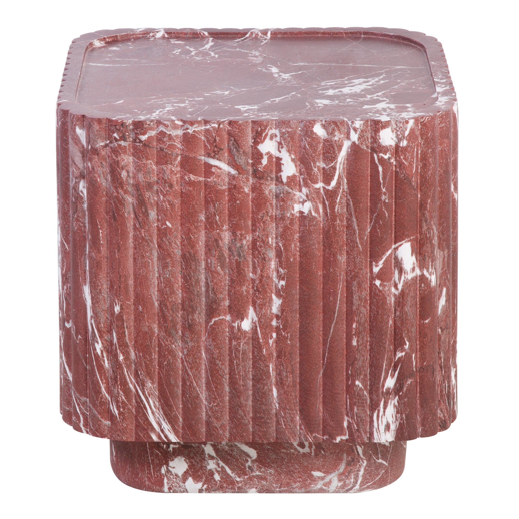Silvi Marble Look Side Table Red