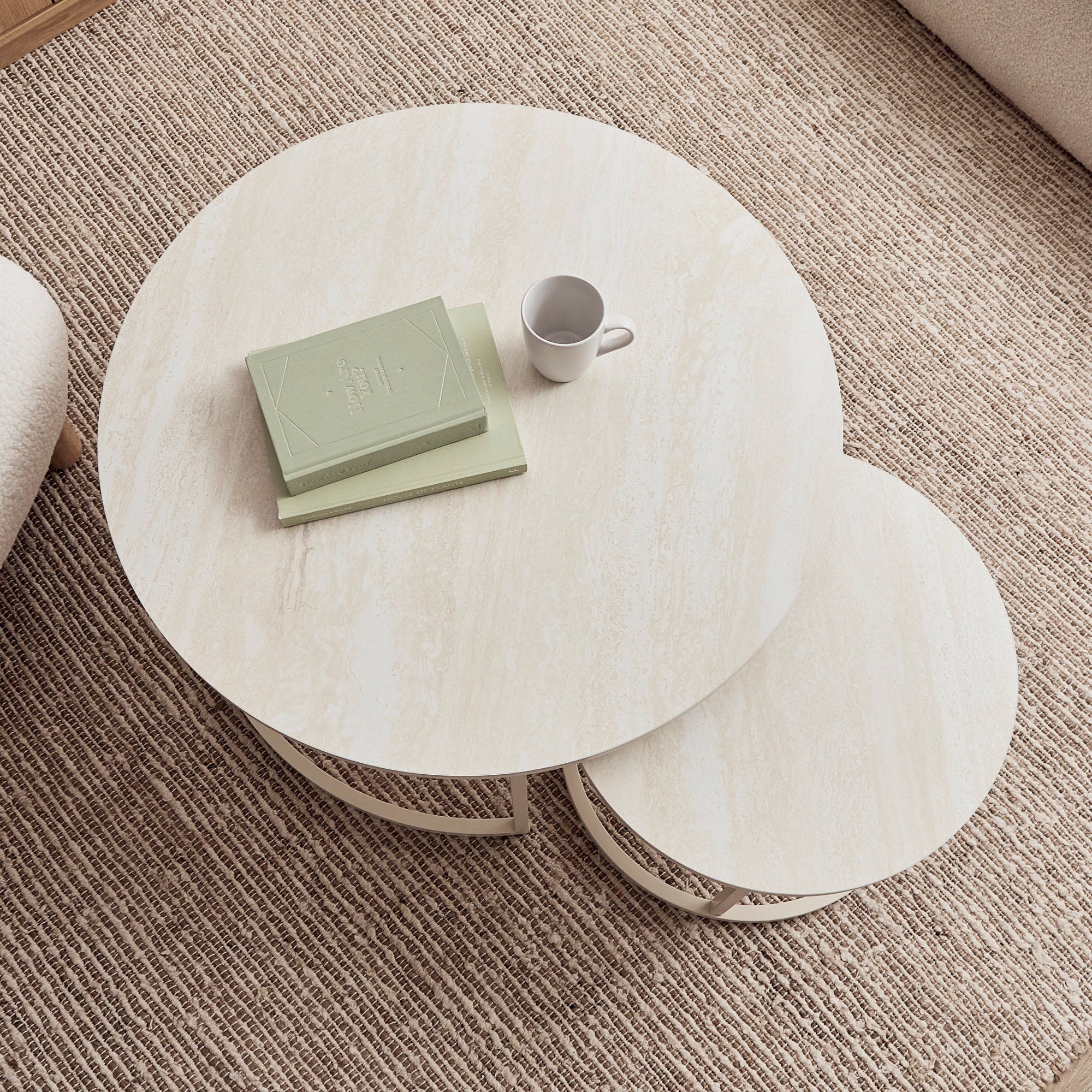 Nesting Sonoma Coffee Tables Set of 2 Travertine Look