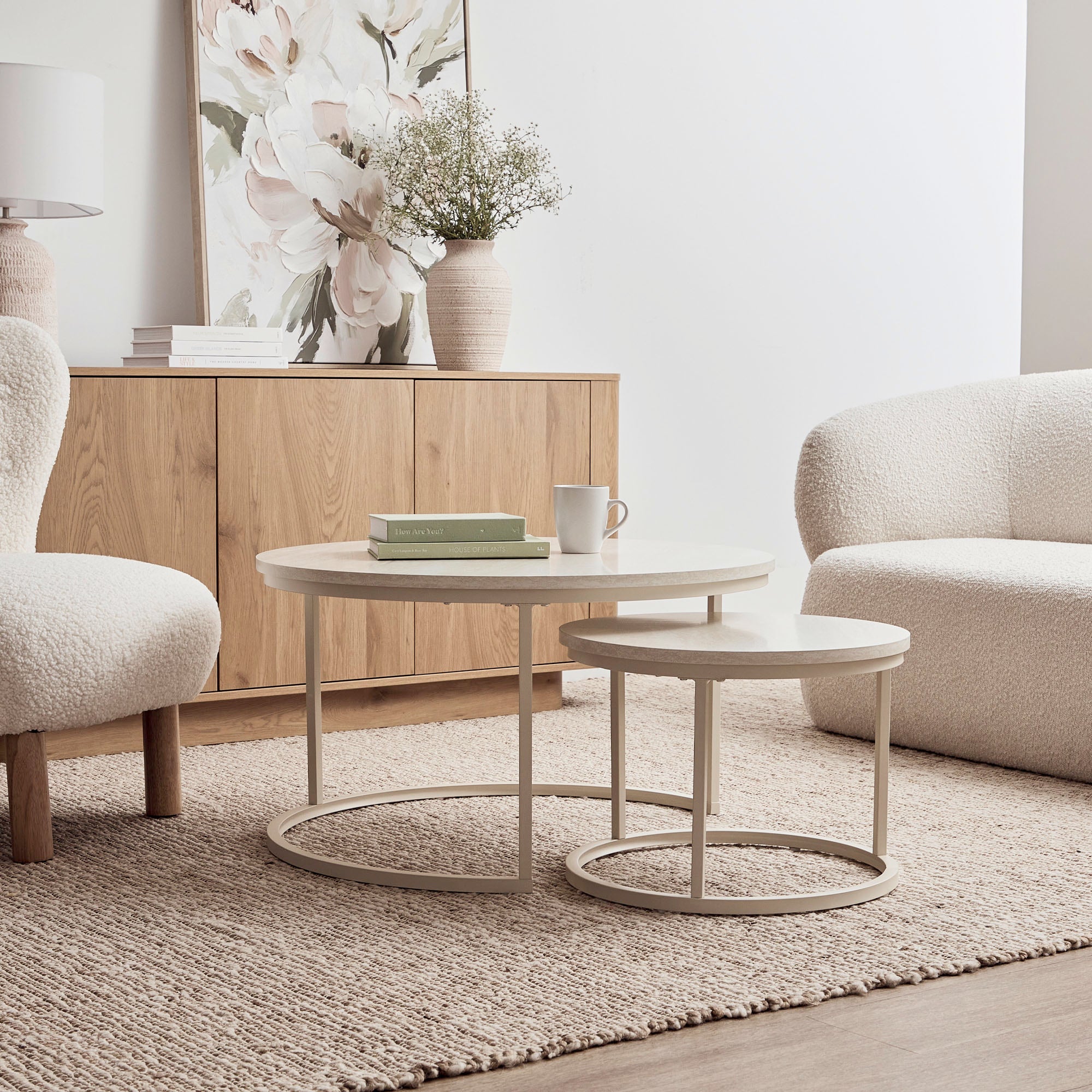 Nesting Sonoma Coffee Tables Set of 2 Travertine Look