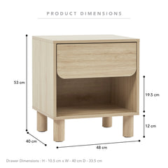 Davis Bedside Table Oak