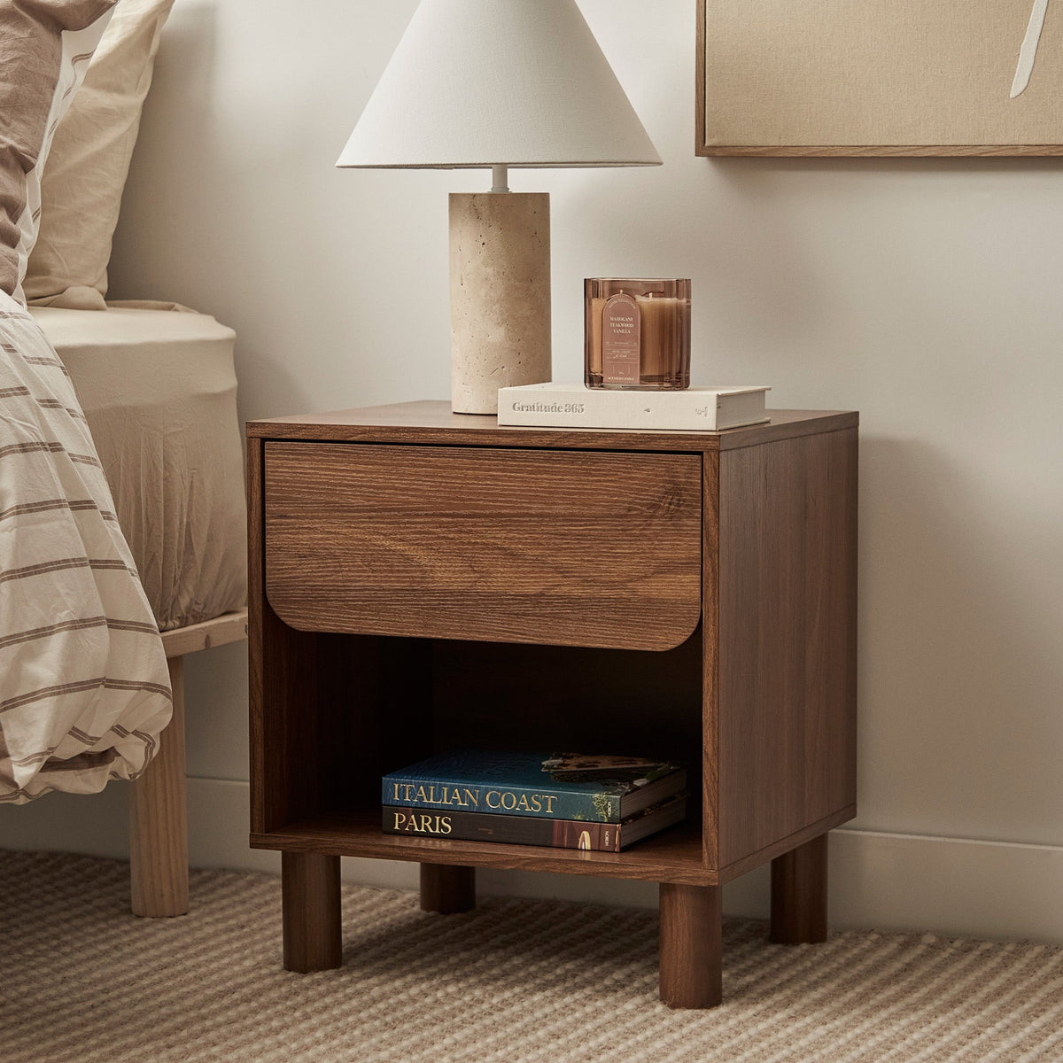 Davis Bedside Table Walnut